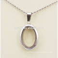 Silver Oval 316L Stainless Steel Locked Pendant Necklace